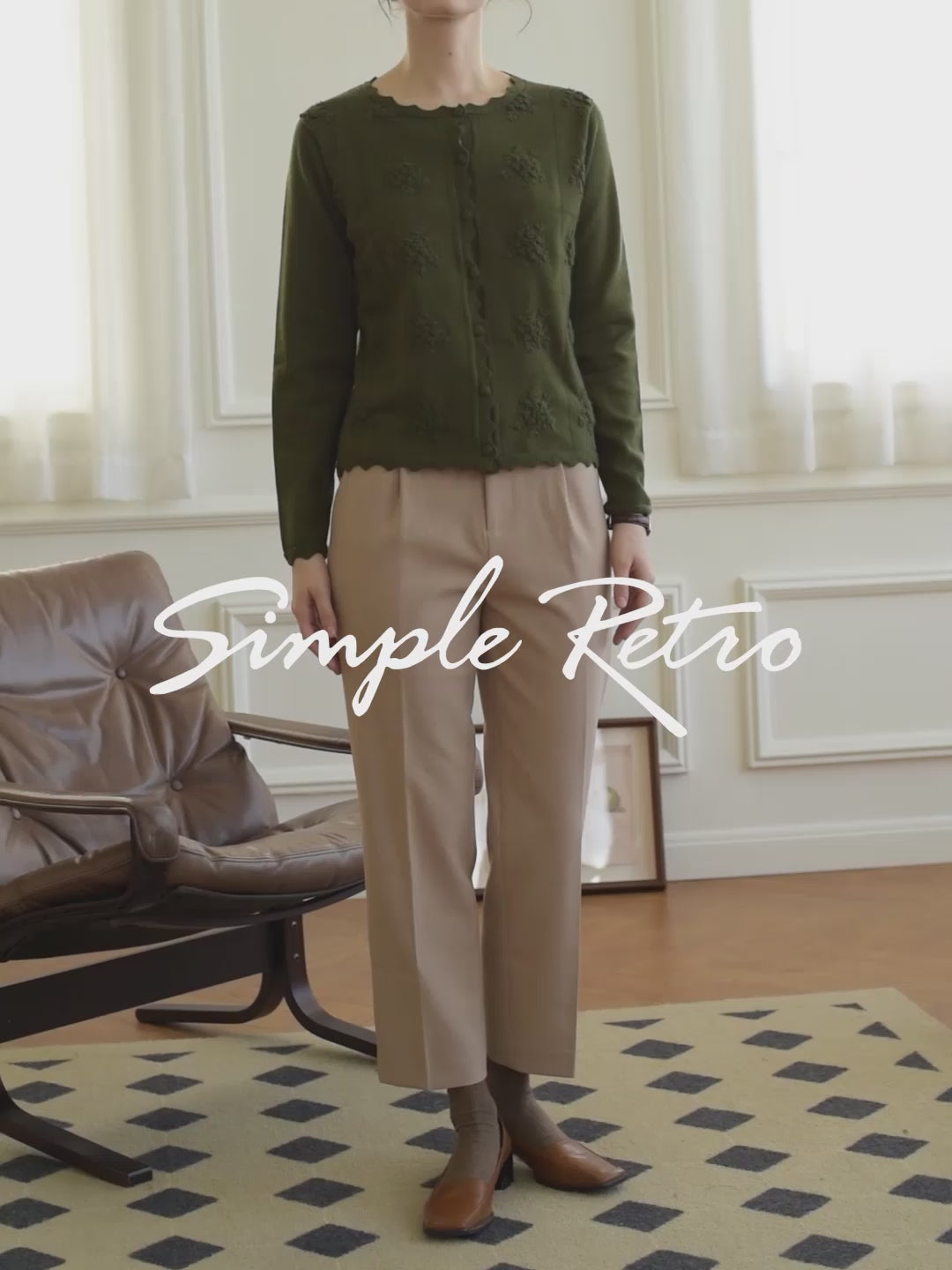 Simpleretro Nora Straight Suit Pants - Light Khaki-vidieo